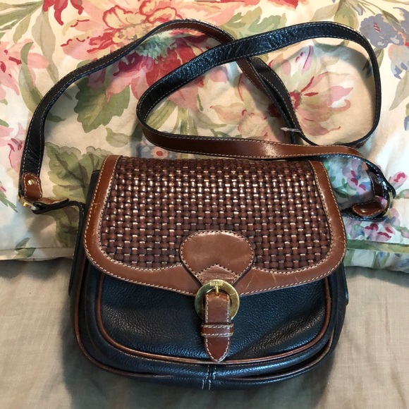 Vintage BALLY Cross-Body 2-Tone Weave Leather Black & Brown Elegant Luxe $548 - Picture 1 of 16